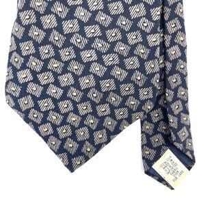 Men’s Silk Neck Tie Classic Navy‎ Gray geometric 4 x 58